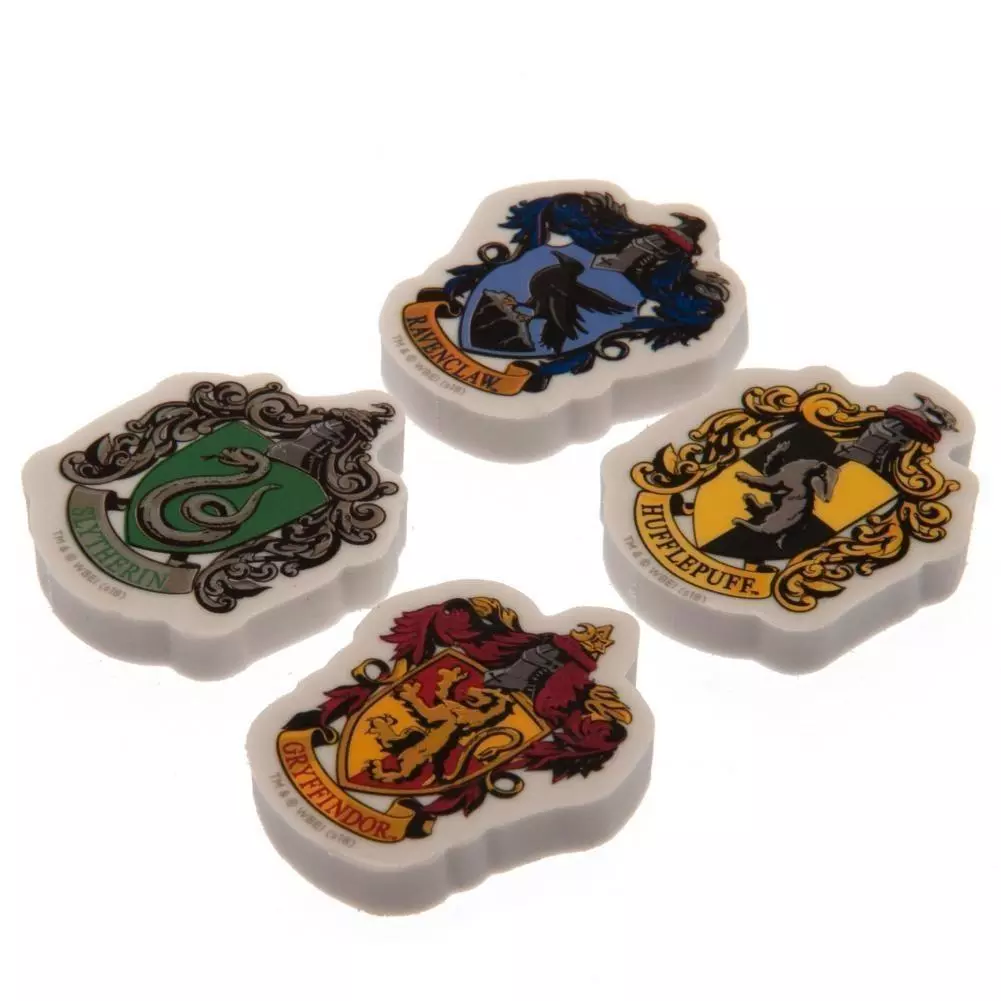 Harry Potter Hogwarts Houses Crests 4 pack Eraser Set