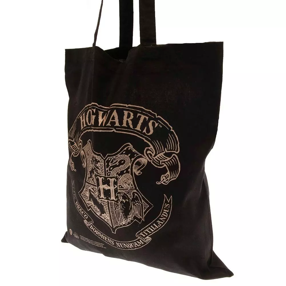 Harry Potter Hogwarts Crest Black Canvas Tote Bag