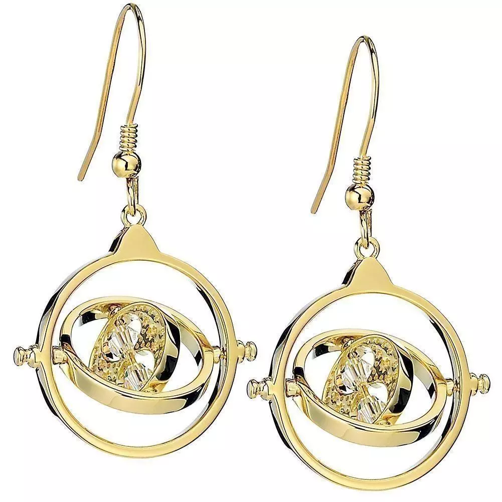 Harry Potter Time Turner Gold Plated Crystal Earrings 