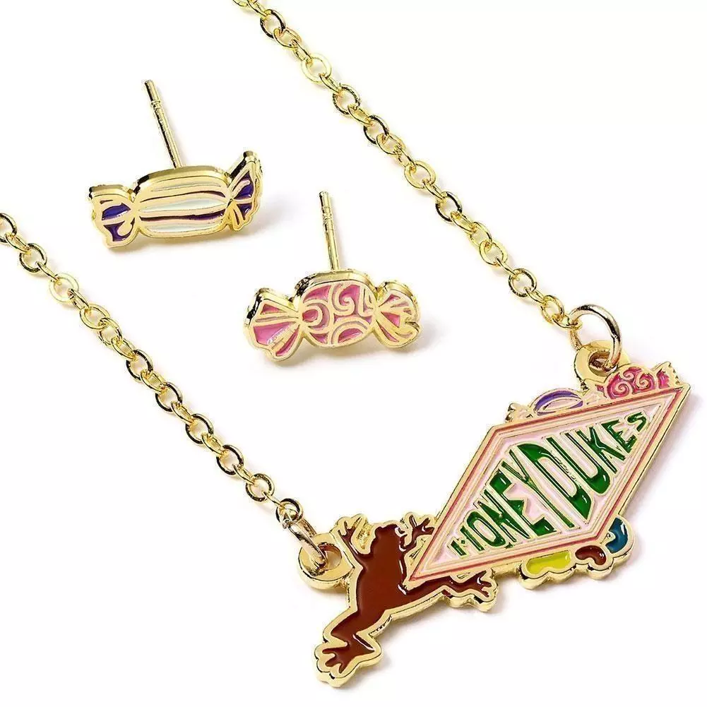 Harry Potter Honeydukes Gold Plated Necklace and Earrings 