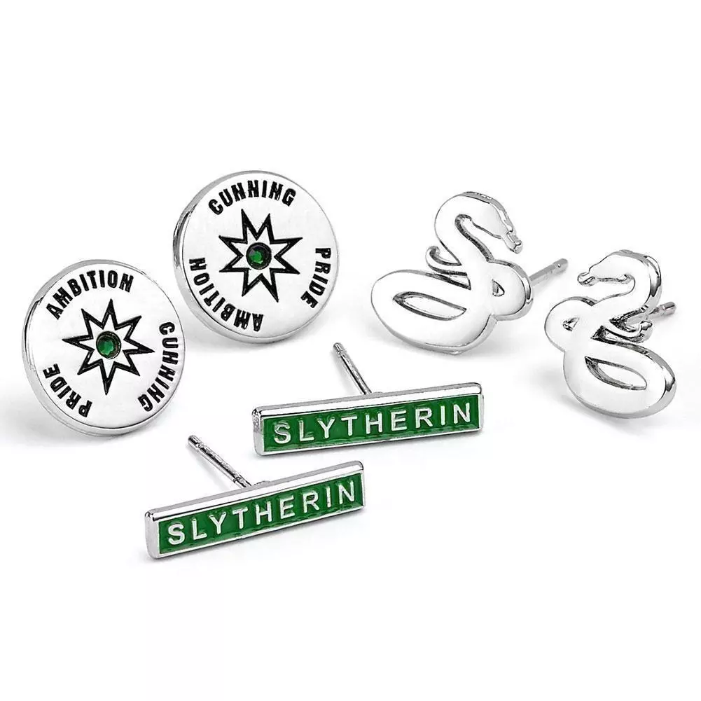 Harry Potter Slytherin Silver Plated Earring Set 