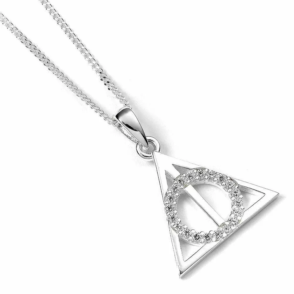 Harry Potter Deathly Hallows Sterling Silver Crystal Necklace 