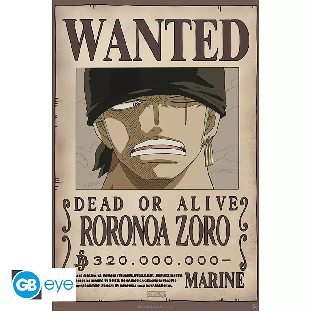 One Piece Wanted Roronoa Zoro Wall Poster 
