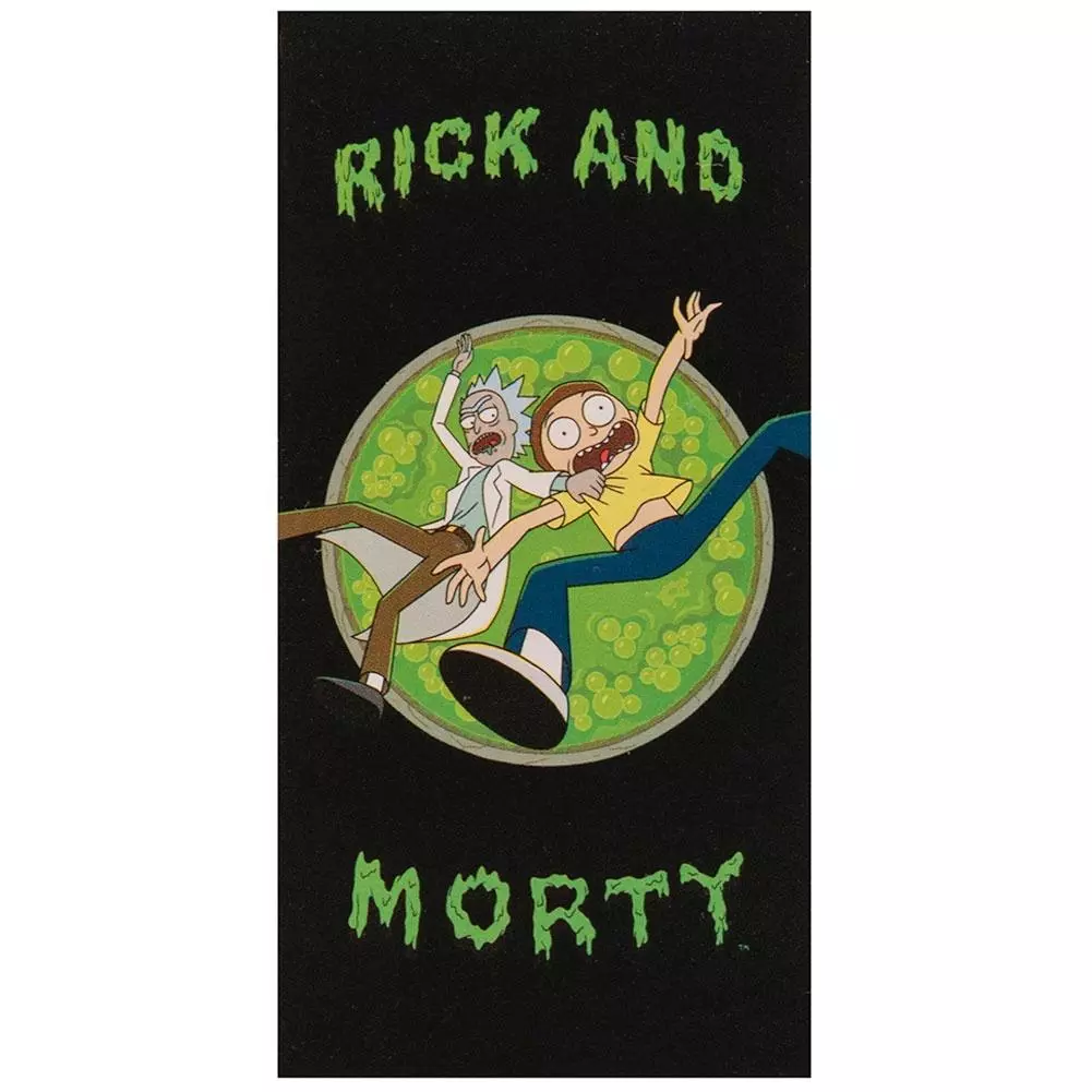 Rick and Morty Black Velour Beach Towel