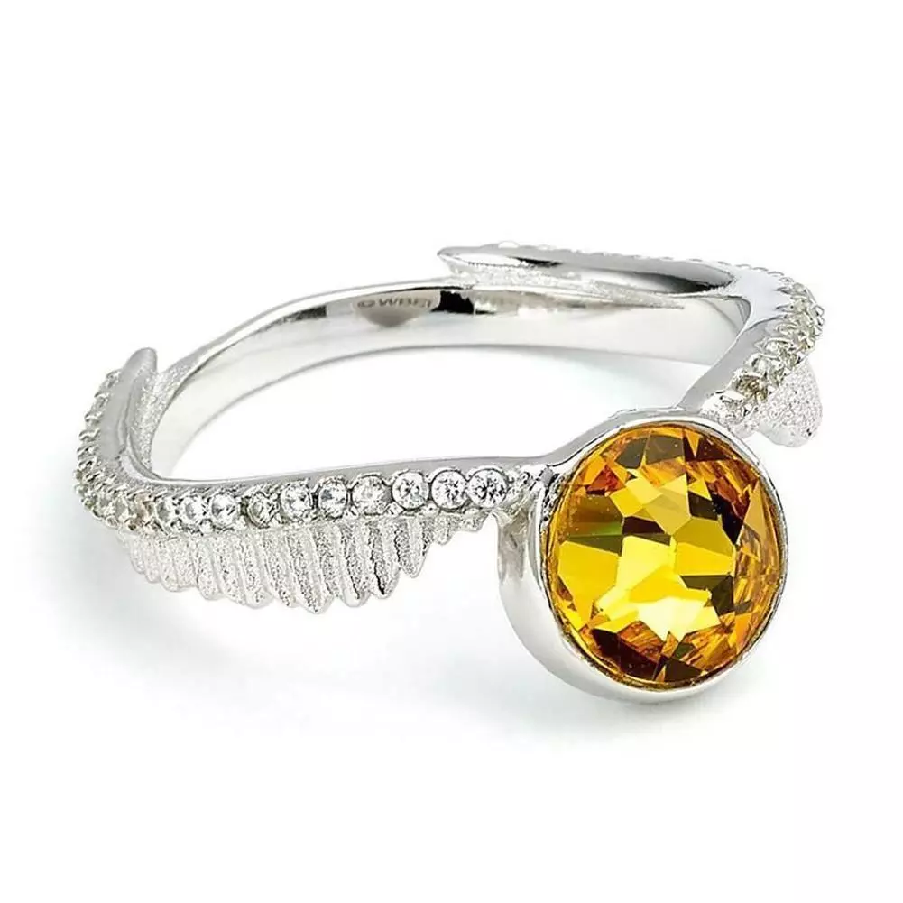 Harry Potter Sterling Silver Crystal Ring Golden Snitch