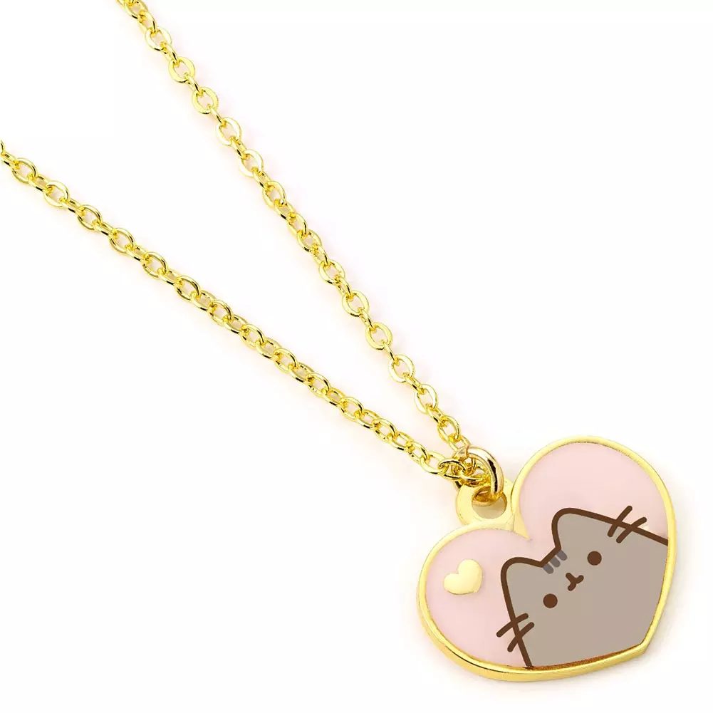 Pusheen Heart Gold Plated Charm Necklace